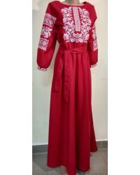 Червона сукня з білим квітковим орнаментом 42-48р